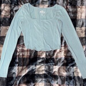 Hollister Women's Teal Long Sleeve Top